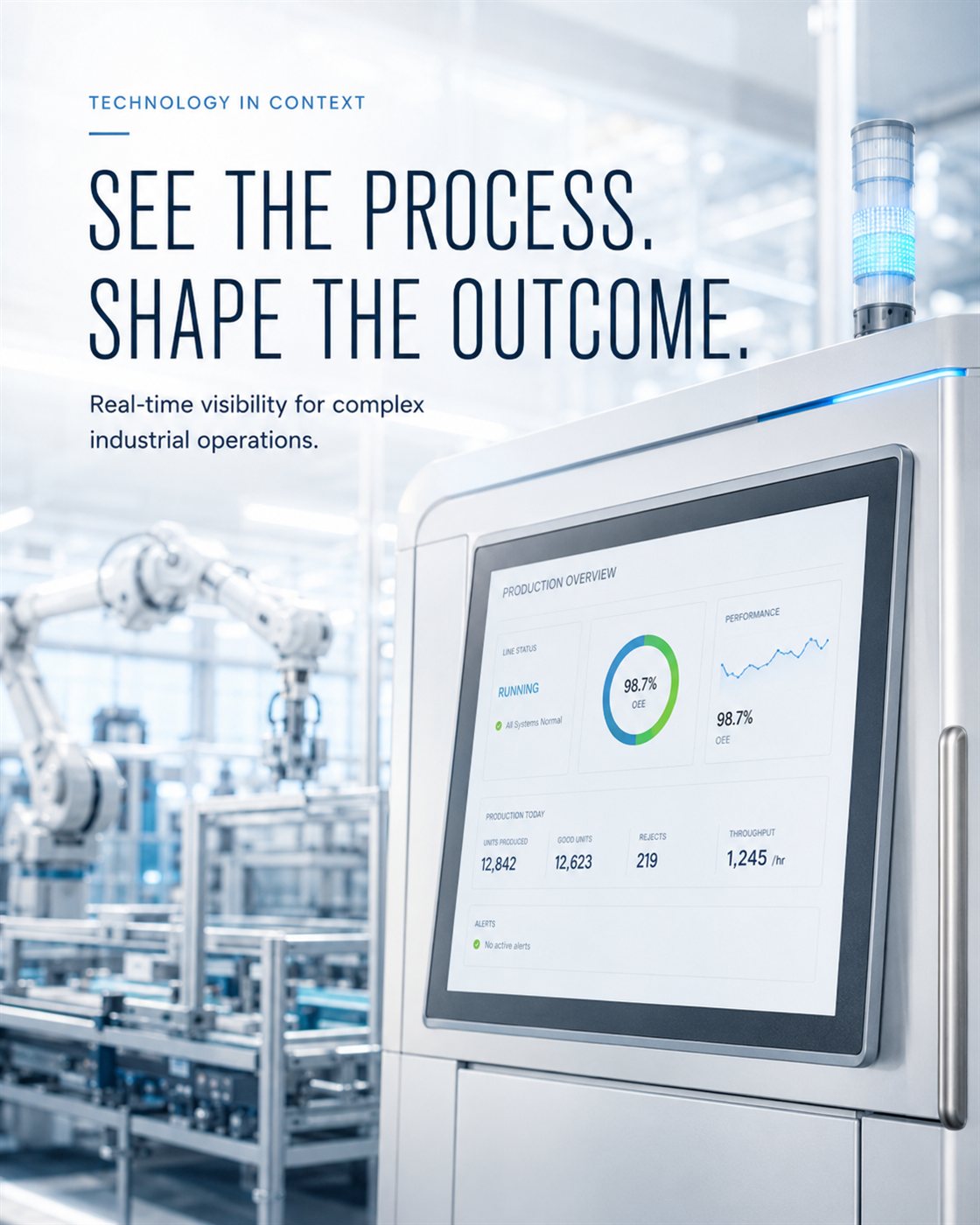 Industrial production display · See the Process. Shape the Outcome.