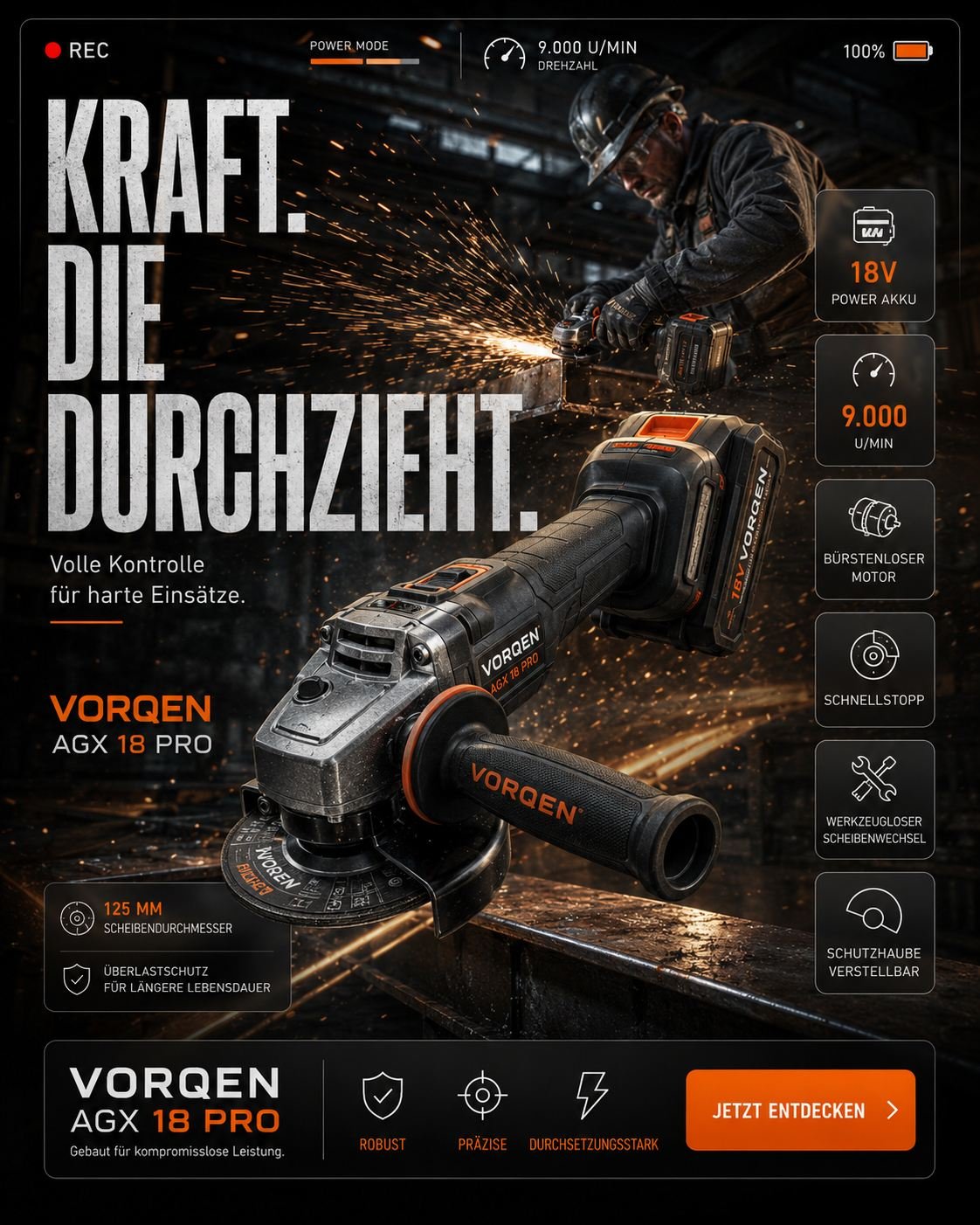 VORQEN AGX 18 PRO · Power that cuts through